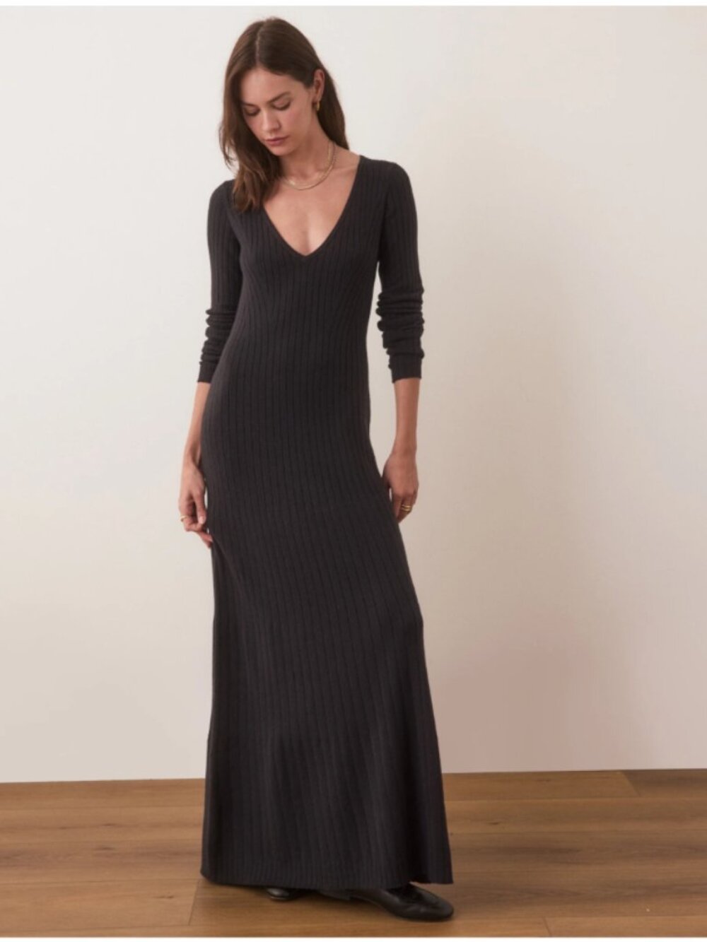 NWOT XS Black Marine Layer Jade Midi Sweater Dress